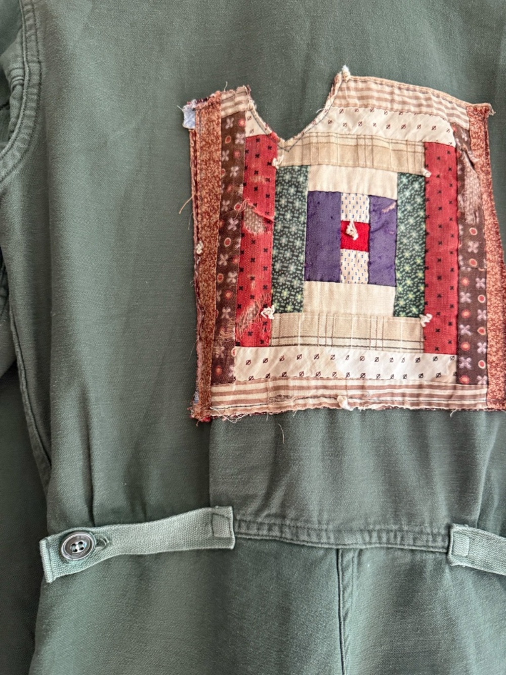 Upcycled Coverall Jacket Patchwork Boho Women’s S - Picture 4 of 9